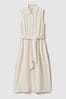 Reiss Cream Morgan Viscose Blend Belted Shirt Dress, Regular