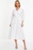 Quiz White Broderie Anglaise Midi Dress With Long Sleeves