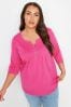 Yours Curve Pink Pintuck Henley Top