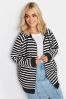 Yours Curve Black And White Striped Zip Through Hoodie