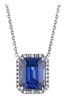 The Diamond Store Blue Astra 2.00ct Lab Sapphire And Diamond Halo Necklace