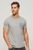 Superdry Grey Copper Label Chest Graphic T-Shirt