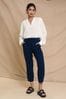 Threadbare Blue Linen Blend Tapered Trousers