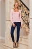 Sosandar Pink Blouson Sleeve Square Neck Top