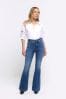 River Island Blue Petite High Rise Tummy Hold Flared Jeans