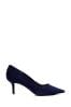 Dune London Blue Absolute Mid Heel Pointed Courts