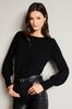 Lipsy Black Scallop Detail Long Sleeve Knitted Jumper, Regular