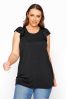 Yours Curve Sleeveless Frill Shoulder T-Shirt