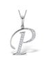 The Diamond Store White 925 Silver Lab Diamond Initial P Necklace 0.05ct
