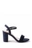 Linzi Navy Skyline Faux Suede Open Back Barely There Block Heeled Sandal