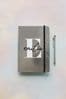 Black Personalised Initailled A5 Metallic Notebook and Pen by Ice London