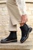 Linzi Black Cleo Faux Suede Patent Brogue Style Chelsea Boot