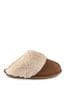 Totes Brown Isotoner Ladies Real Suede Mule with Faux Fur Cuff