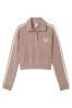 Victoria's Secret PINK Iced Coffee Brown Reverse Fleece Polo Sweatshirt