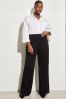 Lipsy Black Twill Curve High Waist Wide Leg Tailored Trousers