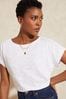 Love & Roses White Crew Neck Woven Trim Linen Look Jersey T-Shirt, Regular