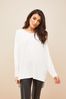 Friends Like These Ivory White Soft Jersey V Neck Long Sleeve Tunic Top, Regular