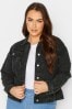 Yours Curve Black Distressed Western Denim Jacket