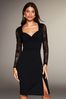 Lipsy Black Knotted Sweetheart Neck Lace Long Sleeve Corset Dress