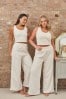Loungeable Cream Soft Fuzzy Wide Leg Pants