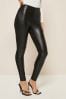 Friends Like These Black Faux Leather Ponte Mix Legging