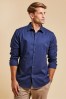 Threadbare Blue Luxe Lightweight Regular Fit Long Sleeve Cotton Shirt