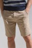 Threadbare Neutral Cotton Stretch Turn-Up Chino Shorts with Woven Belt