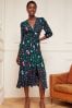 Floral shoes from Stella Jean spring 21 Green Animal V Neck Twist Front Long Sleeve Midi Dress, Regular