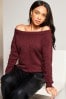 Lipsy Berry Red Cable Knitted Off The Shoulder Jumper