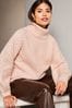 Lipsy Pink Honeycomb Roll Neck Knitted Jumper