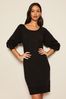 Friends Like These Black Button Cuff Knitted Scoop Neck Jumper Dress