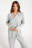 Chelsea Peers Grey Button Up Long Pyjama Set
