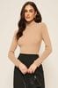 Friends Like These Camel Ribbed Roll Neck Jumper, Regular