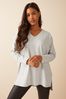 Friends Like These Grey Soft Jersey V Neck Long Sleeve Tunic Top, Regular