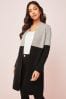 Friends Like These Grey Black Longline Mock Collar Coatigan, Regular