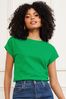 Love & Roses Green Roll Sleeve Round Neck T-Shirt
