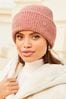 Lipsy Nude Pink Chunky Knitted Turn Up Beanie Hat