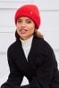 Lipsy Red Chunky Knitted Ribbed Beanie Hat