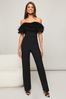 Lipsy Black Premium Feather Wide Leg Belted Jumpsuit