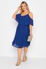 Yours Curve Blue London Pleat Overlay Dress