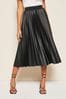 Friends Like These Black Faux Leather Pleat Summer Midi Skirt