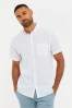 Threadbare White Cotton-Linen Blend Short-Sleeve Shirt