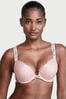 Victoria's Secret Purest Pink Lace Shine Strap Add 2 Cups Push Up Bombshell Bra