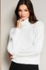 Lipsy Ivory White Cosy Roll Neck Pearl Argyl Knitted Jumper