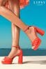 Lipsy Orange Regular Fit Knot Faux Suede Block Heel Platform Sandal, Regular Fit