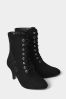 Joe Browns Black Floral Embroidered Heeled Lace Up Boots