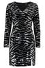 Pour Moi Black Zebra Fuller Bust Selena Velvet Sequin Mini Dress
