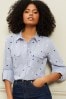 Love & Roses Blue and White Stars Patch Pocket Button Through Shirt, Regular