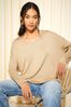 Friends Like These Camel Soft Jersey V Neck Long Sleeve Tunic Top