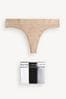 Victoria's Secret Black/White/Grey/Nude Thong Logo Multipack Knickers, Thong